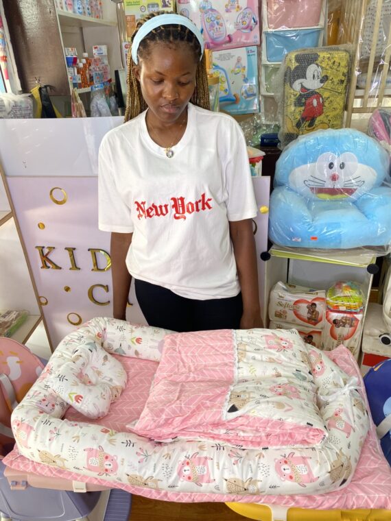 Portable Baby Bed Nest(pink combination )