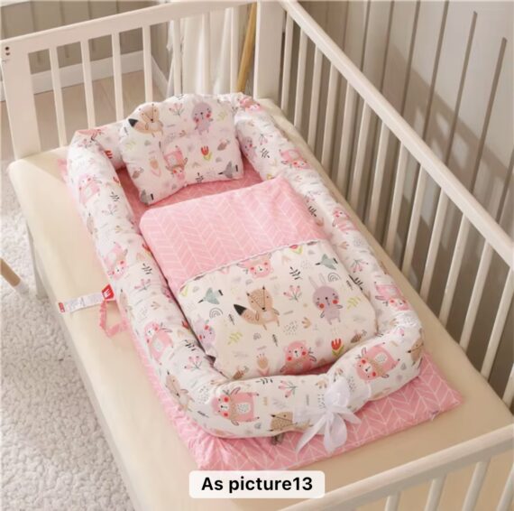 Portable Baby Bed Nest(pink combination )