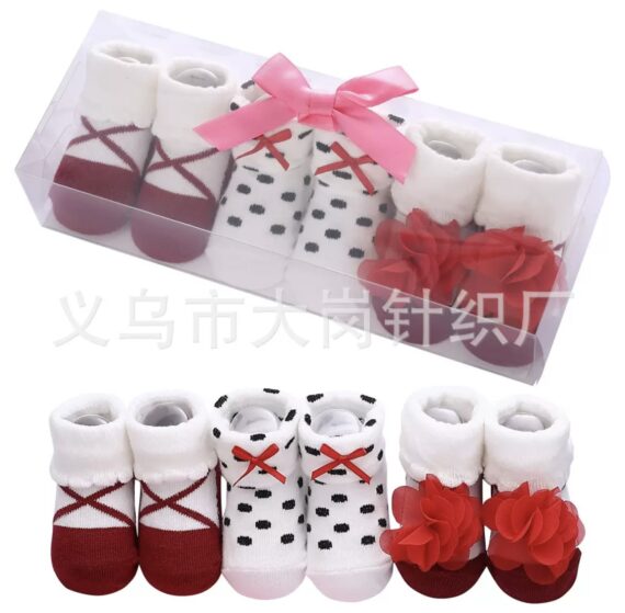 3 in 1 Girl Shoe Socks( rose design)