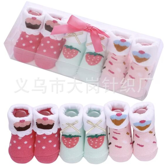 3 in 1 Girl Shoe Socks (cupcake design)