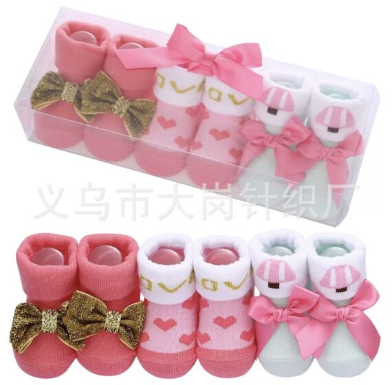 3 in 1 Girl ShoeSocks (gold bow)