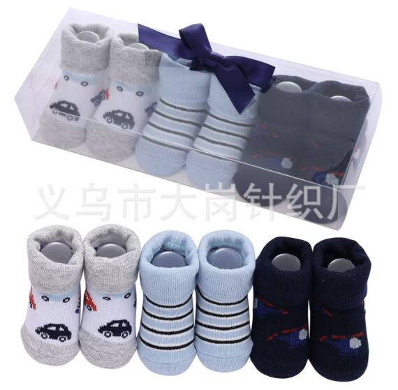 3 in 1 Boys shoe Socks (car design)