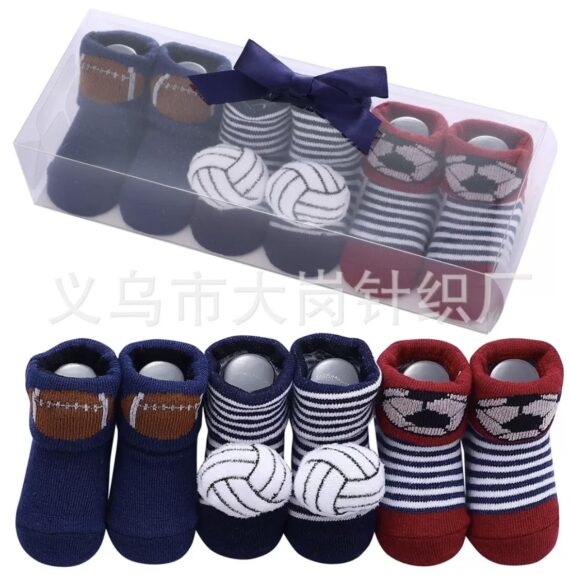 3 in 1 Boys Shoe Socks (football design)